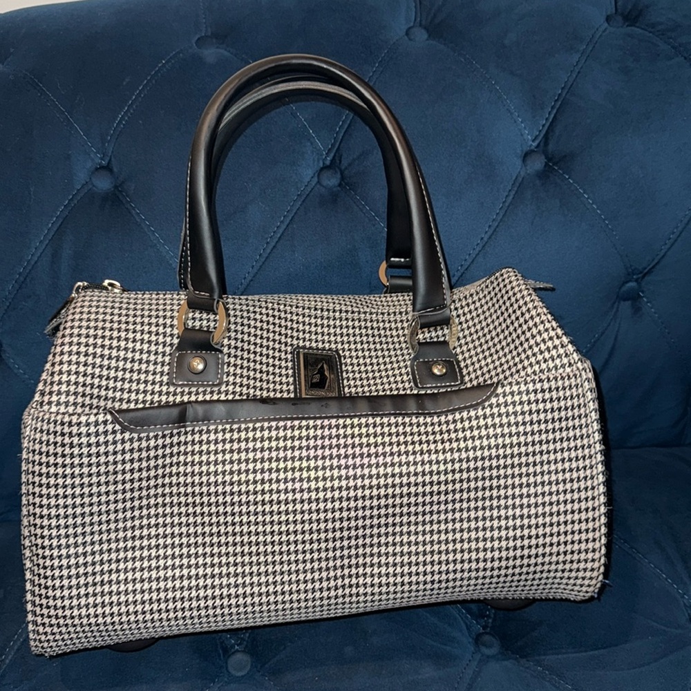 London Fog Oxford Bag 16" Carry On Black and White Houndstooth Pattern NWOT
